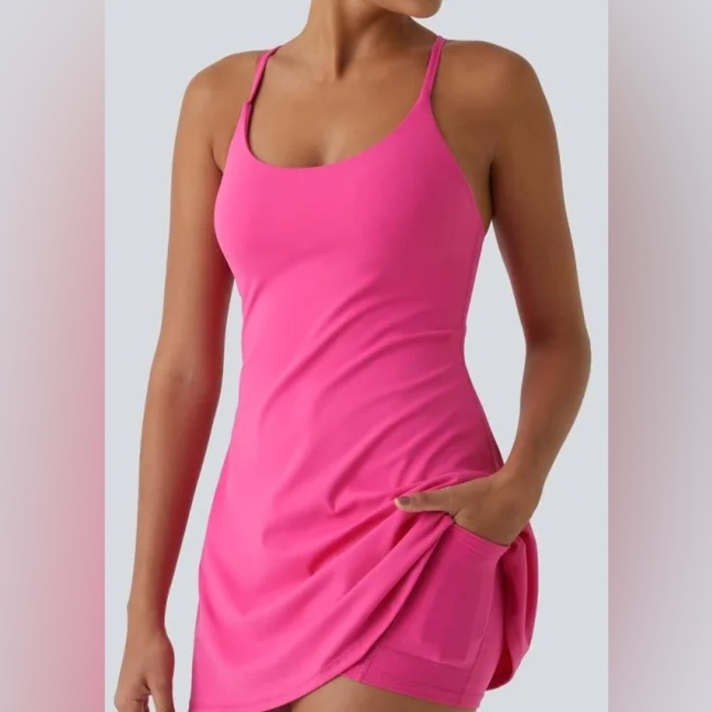 Women's Pink Tank Dress with Pocket